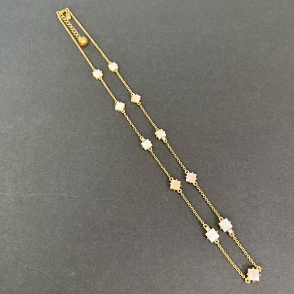 Kate Spade Gold-Tone Mother Of Pearl Necklace Crystal Accents Adjustable Chain - Picture 11 of 16